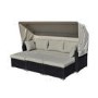 3 Seater Black Rattan Modular Cube Sun Lounger Garden Sofa Set with Sun Shade