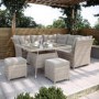 7 Seater Light Rattan Corner Sofa Set with 2 Stools and Heat Resistant Glass Table Top - Fortrose