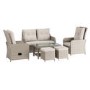 6 Seater Light Rattan Sofa Set with Glass Top Coffee Table