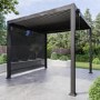 Heavy Duty Charcoal Aluminum Pergola with Louvered Shutter Roof and Textilene Side Panel 3 x 3m - Como