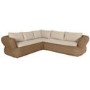 5 Seater Natural Rattan Curved Corner Sofa Set with Beige Cushions