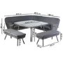 6 Seater Dark Grey Rattan Corner Dining Set with 2 Benches - Como