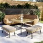6 Seater Light Rattan Corner Dining Set with 2 Benches - Como