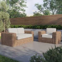 3 Seater Thick Rattan Armchair and Sofa Garden Set with Griege Cushions - Como 3 Seater Thick Rattan Armchair and Sofa Garden Set with Griege Cushions - Como