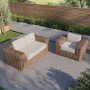 3 Seater Thick Rattan Armchair and Sofa Garden Set with Griege Cushions - Como