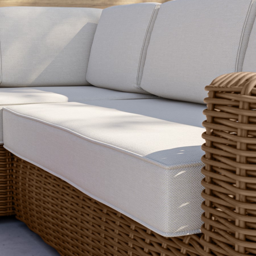 3 Seater Thick Rattan Armchair and Sofa Garden Set with Griege Cushions - Como