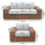 3 Seater Thick Rattan Armchair and Sofa Garden Set with Griege Cushions - Como