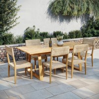 6 Seater Acacia Wood & Twisted Wicker Garden Dining Set