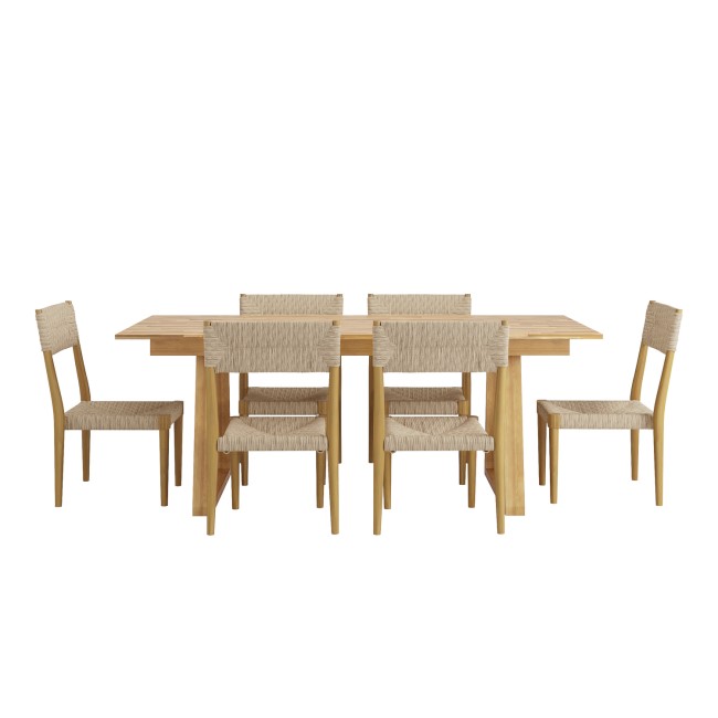 6 Seater Acacia Wood & Twisted Wicker Garden Dining Set