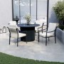 4 Seater Round Aluminium Dining Table with Ribbed Base & Beige Rope Chairs