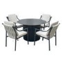 4 Seater Round Aluminium Dining Table with Ribbed Base & Beige Rope Chairs