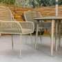 4 Seater Beige Rope Round Garden Dining Set with Matching Parasol