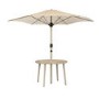 Beige Rope Wicker Corner Sofa Set with Matching Bench Stools & Parasol