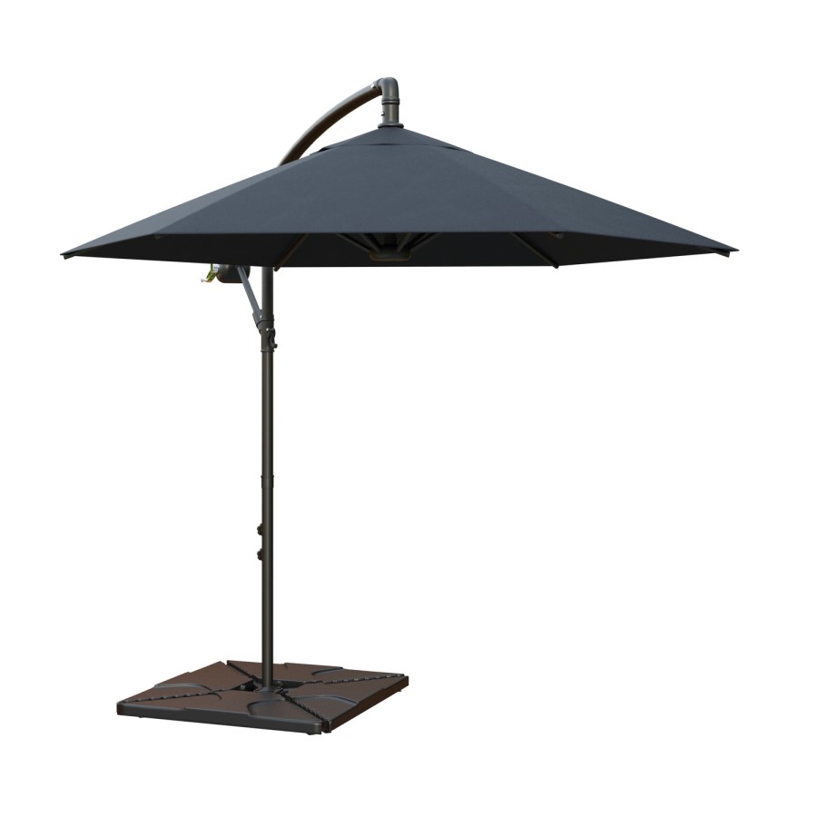 8 Seater Black Garden Corner Sofa Set with Rope Effect with Matching Dining Table - Parasol Included