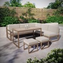 FTR217 7 Seater Beige Garden Corner Sofa Set with Cushioned Stools & Matching Table