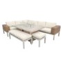 Thick Round Rattan Corner Garden Sofa Set with Fire Pit & Benches