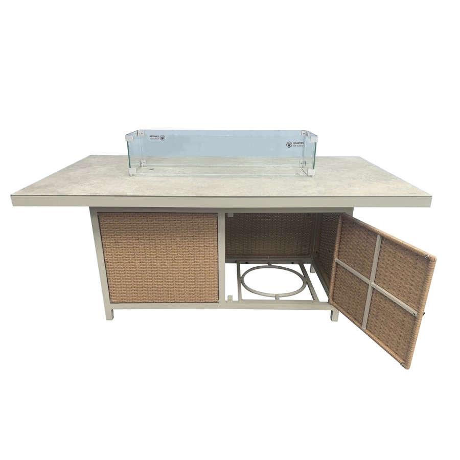 Thick Round Rattan Corner Garden Sofa Set with Fire Pit & Benches