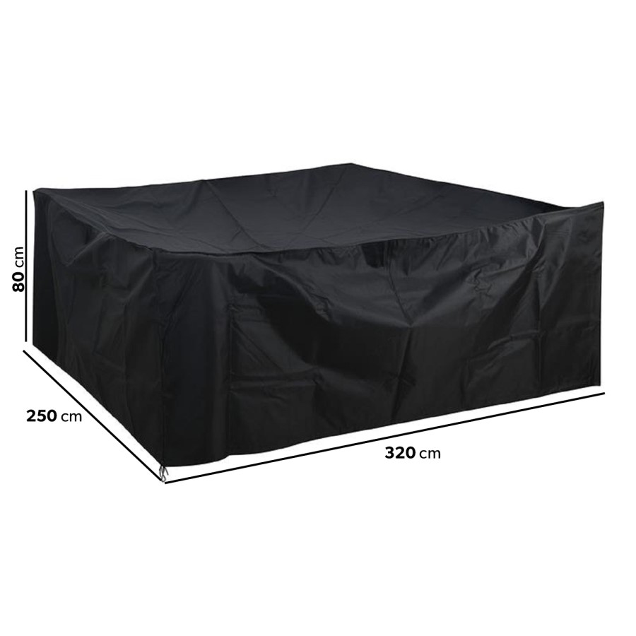 80 x 250 x 320 cm Waterproof Black Garden Furniture Cover