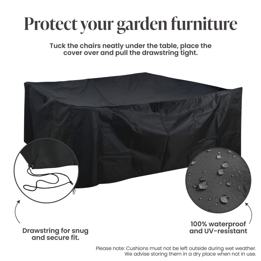 80 x 250 x 320 cm Waterproof Black Garden Furniture Cover