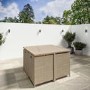 4 Seater Beige Rattan Cube Outdoor Dining Set with Parasol