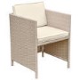 4 Seater Beige Rattan Cube Outdoor Dining Set with Parasol