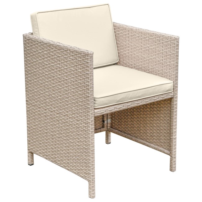 4 Seater Beige Rattan Cube Outdoor Dining Set with Parasol