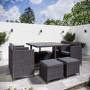 8 Seater Charcoal Rattan Cube Garden Dining Set with Parasol