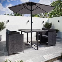 4 Seater Charcoal Rattan Cube Garden Dining Set with Parasol