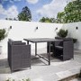 4 Seater Charcoal Rattan Cube Garden Dining Set with Parasol