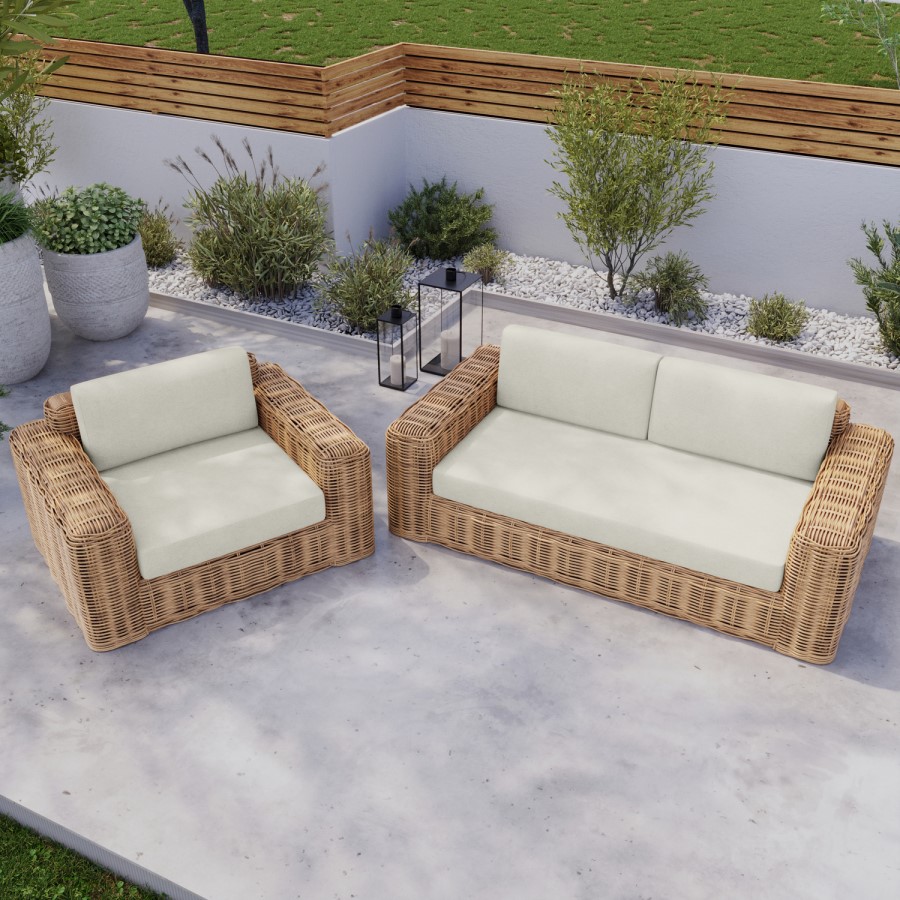 3 Seater Thick Rattan Armchair & Sofa Garden Set