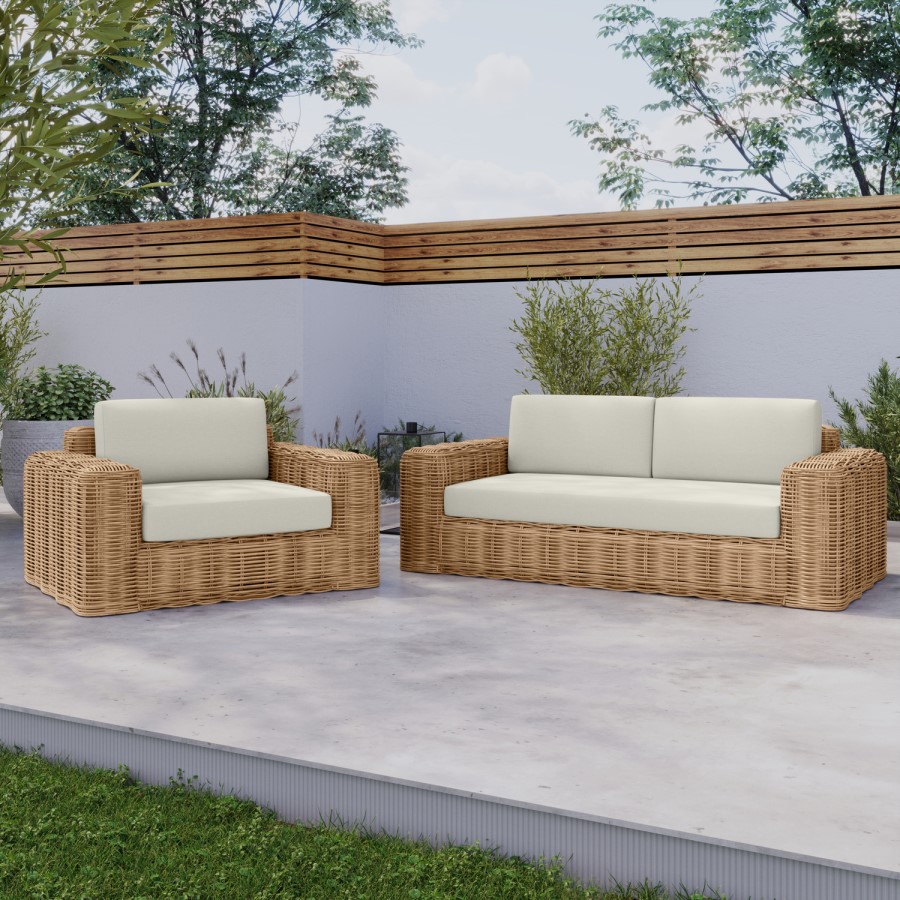 3 Seater Thick Rattan Armchair & Sofa Garden Set