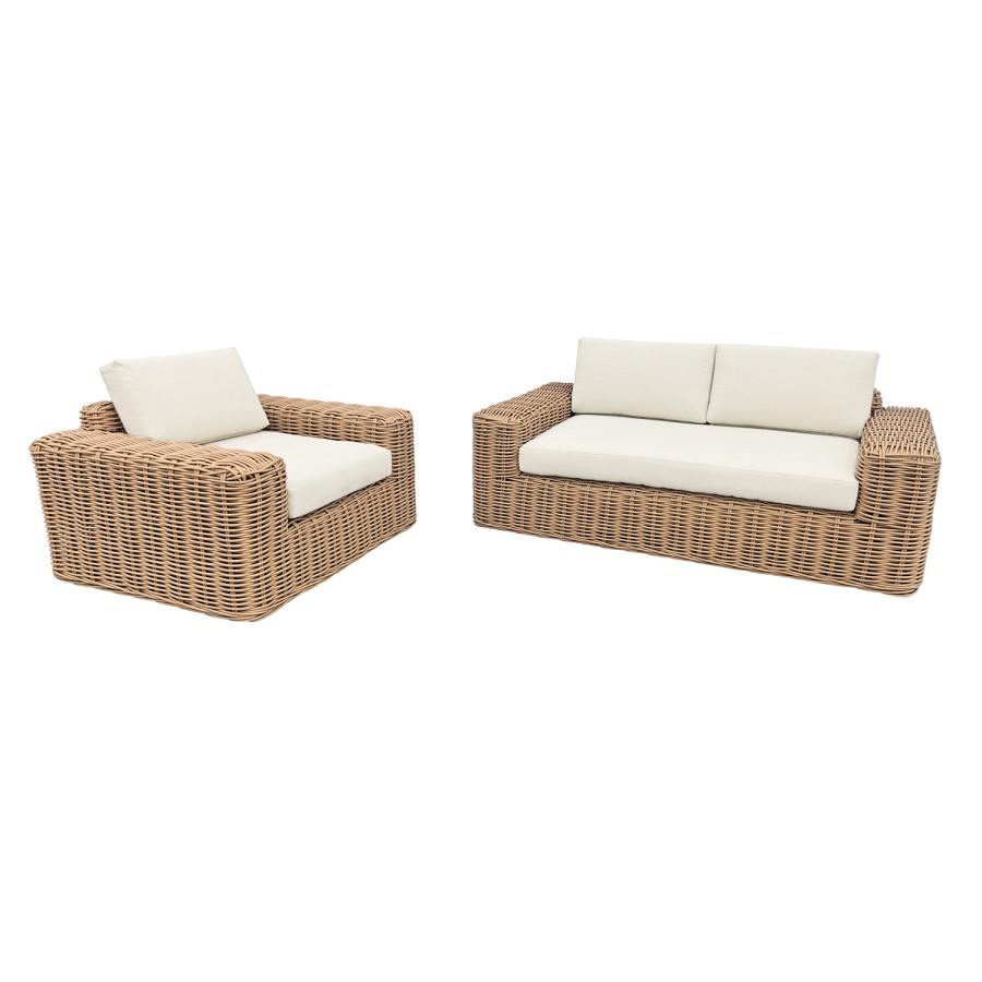 3 Seater Thick Rattan Armchair & Sofa Garden Set