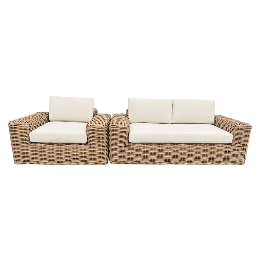 3 Seater Thick Rattan Armchair & Sofa Garden Set