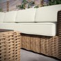 5 Seater Beige Rattan Garden Corder Sofa with Matching Coffee Table