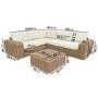 5 Seater Beige Rattan Garden Corder Sofa with Matching Coffee Table