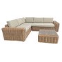 5 Seater Beige Rattan Garden Corder Sofa with Matching Coffee Table