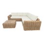 5 Seater Beige Rattan Garden Corder Sofa with Matching Coffee Table