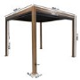 GRADE A2 - 3 x 3m Heavy Duty Wood Effect Aluminium Pergola with Louvred Shutter Roof and Two Textilene Side Panels