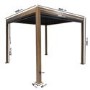3 x 3m Heavy Duty Wood Effect Aluminium Pergola with Louvred Shutter Roof and Two Textilene Side Panels