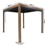 3 x 3m Heavy Duty Wood Effect Aluminium Pergola with Louvred Shutter Roof and Two Textilene Side Panel