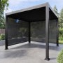 3x3m Heavy Duty Charcoal Aluminium Pergola with Adjustable Louvered Roof with Two Textilene Side Panels