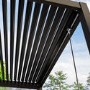 3x3m Heavy Duty Charcoal Aluminium Pergola with Adjustable Louvered Roof with Two Textilene Side Panels