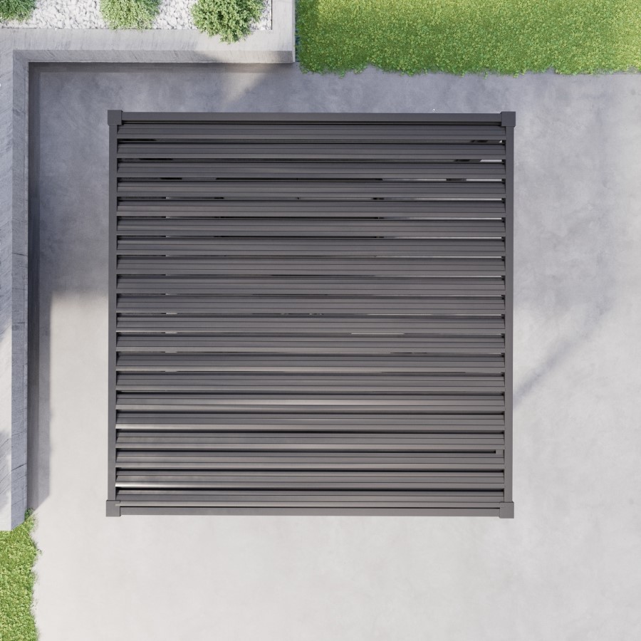 3x3m Heavy Duty Charcoal Aluminium Pergola with Adjustable Louvered Roof with Two Textilene Side Panels