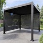 3x3m Heavy Duty Charcoal Aluminium Pergola with Adjustable Louvered Roof & 2 Textilene Side Panels