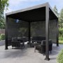 3x3m Heavy Duty Charcoal Aluminium Pergola with Adjustable Louvered Roof & 2 Textilene Side Panels