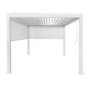 ONLY OPENED - 3 x 3m Heavy Duty White Aluminium Pergola with Louvred Shutter Roof with Two Textilene Side Panels
