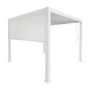 ONLY OPENED - 3 x 3m Heavy Duty White Aluminium Pergola with Louvred Shutter Roof with Two Textilene Side Panels