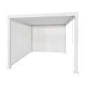 FTR234A 3 x 3m Heavy Duty Aluminium White Louvred Pergola & 2 Textilene Side Panels