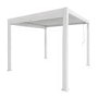 ONLY OPENED - 3 x 3m Heavy Duty White Aluminium Pergola with Louvred Shutter Roof with Two Textilene Side Panels