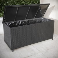 Medium Charcoal Rattan Garden Storage Box - 132.5 x 54.5cm Medium Charcoal Rattan Garden Storage Box - 132.5 x 54.5cm